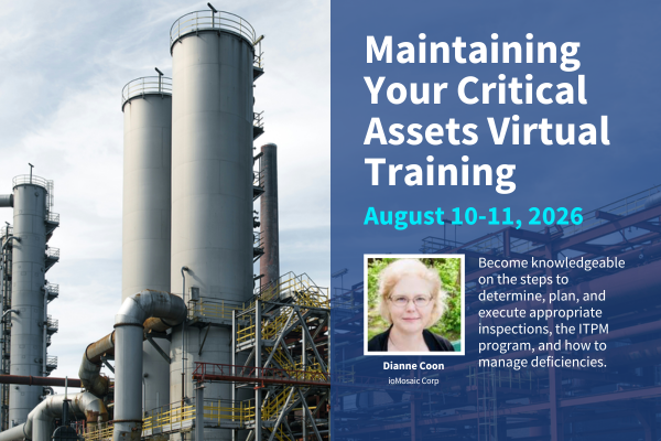 Maintaining Your Critical Assets Virtual Training Aug 2026