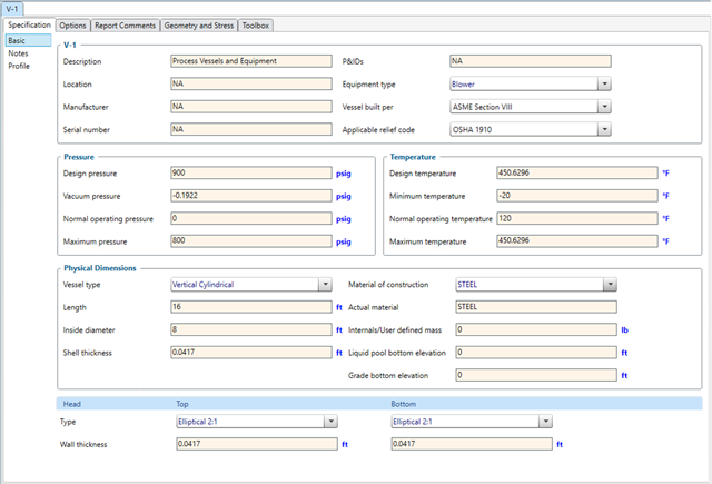 SuperChems™ v10.0 vessel definition